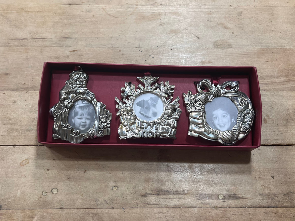 Gorham Silver-Plated Holiday Picture Frame Ornaments - Set of 3