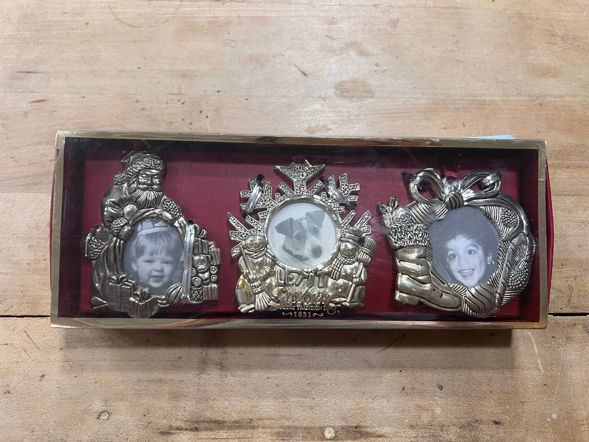 Gorham Silver-Plated Holiday Picture Frame Ornaments - Set of 3