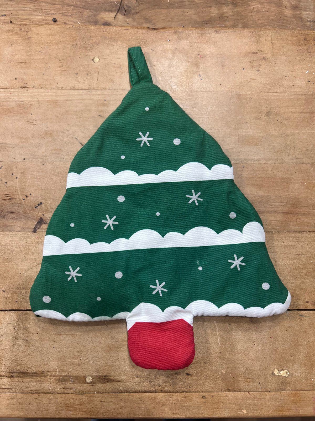 Festive Christmas Tree Quilted Pot Holder & Oven Mitt Pouch