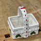 Vintage Ceramic Holly & Berry Ruffled Christmas Basket Planter