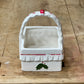 Vintage Ceramic Holly & Berry Ruffled Christmas Basket Planter