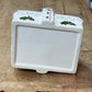 Vintage Ceramic Holly & Berry Ruffled Christmas Basket Planter