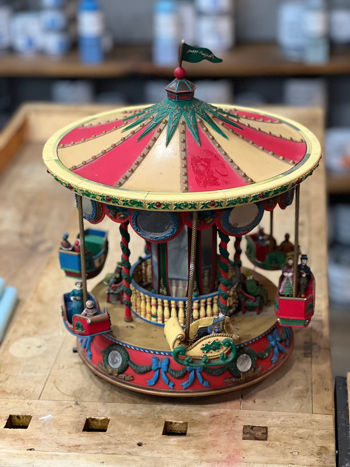 Vintage Mr. Christmas Holiday Fair Mechanical Carousel – TLC / Repair Special