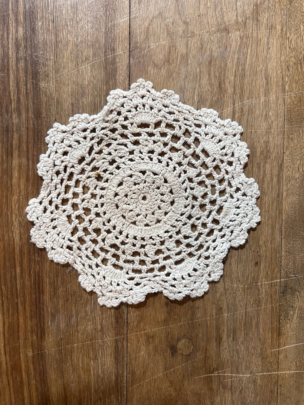 handmade 6.5" crocheted lace doily.