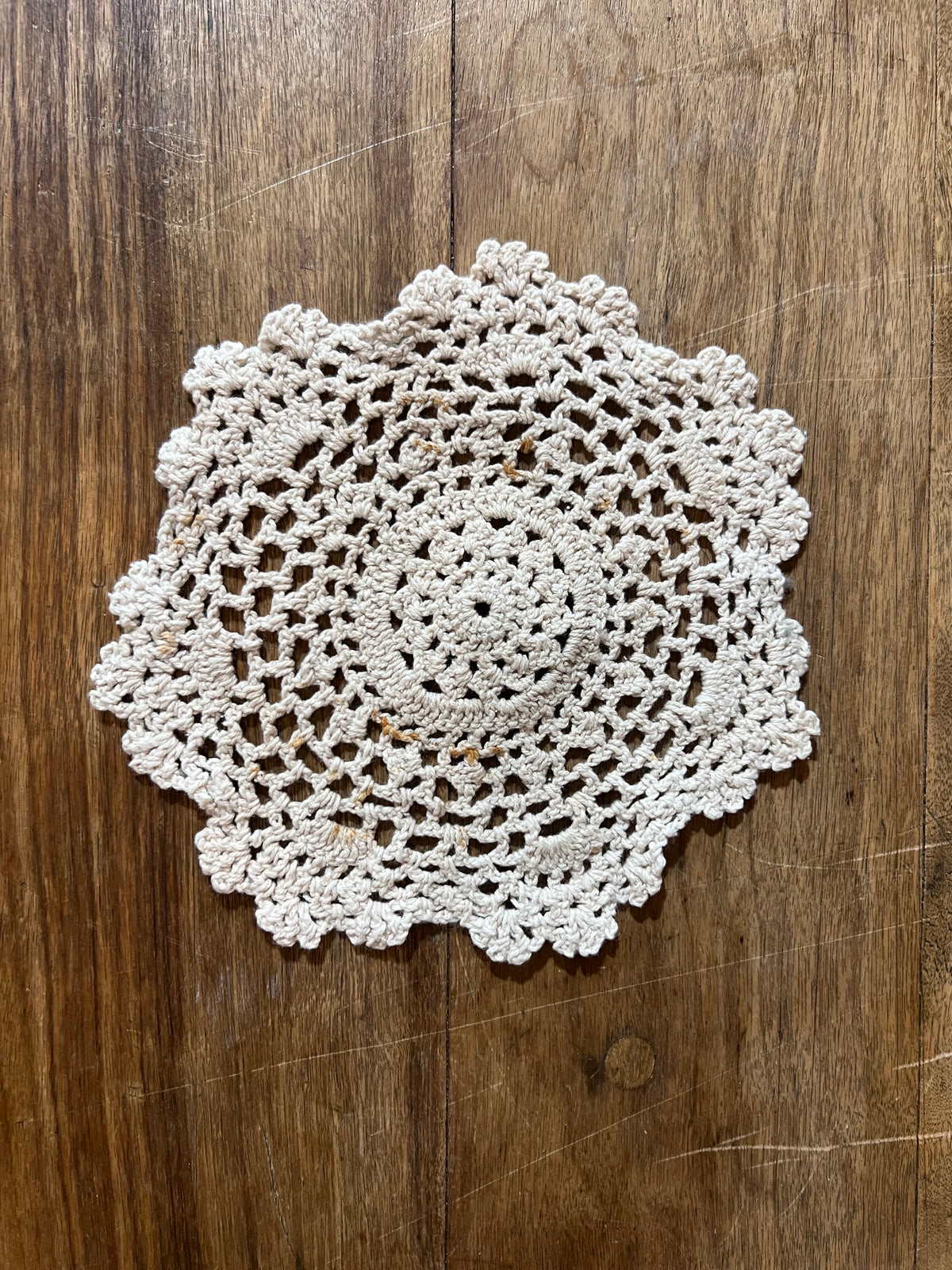 handmade 6.5" crocheted lace doily.