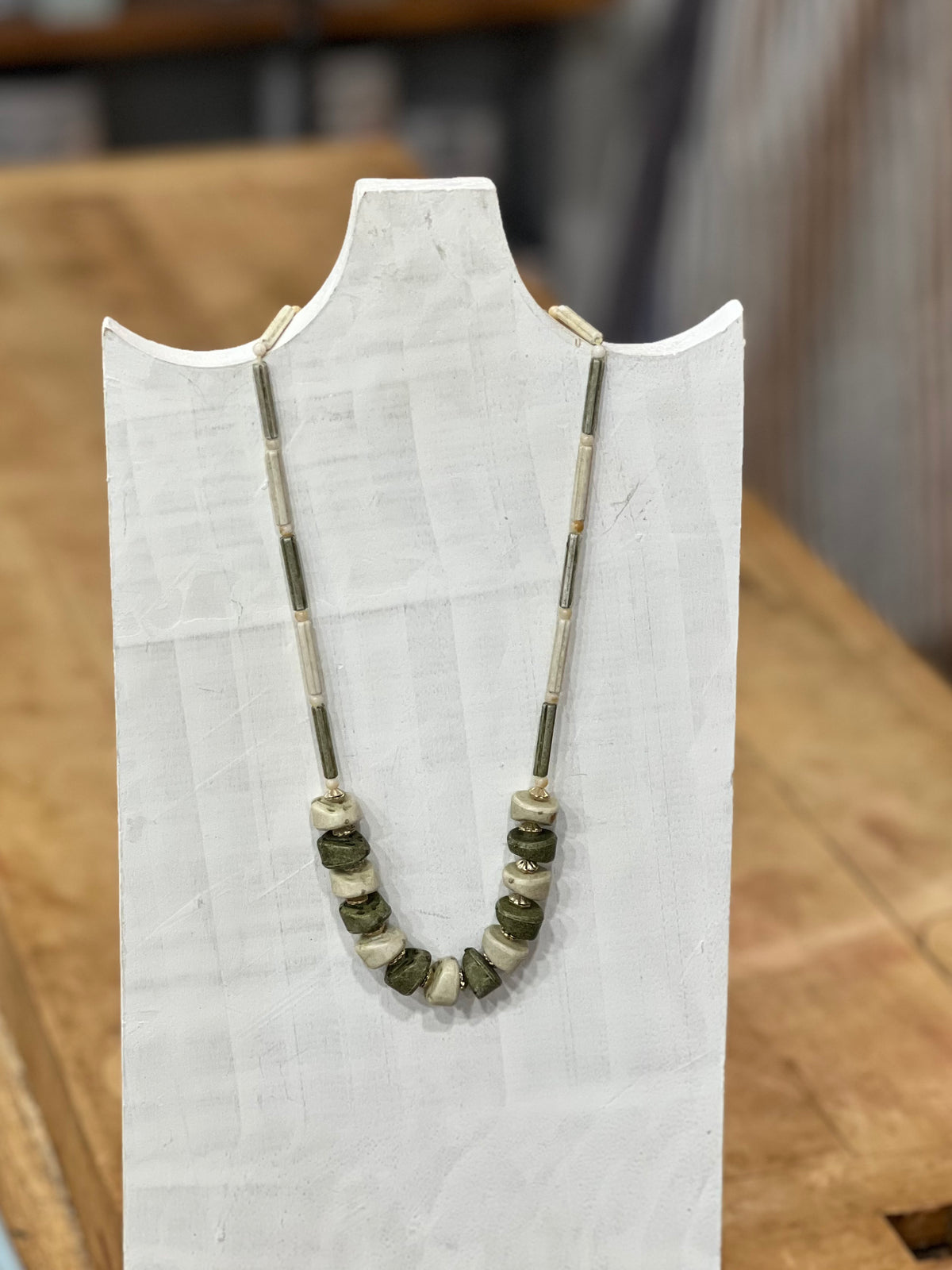 Ultra-Lightweight Earth Tone Stone-Look Necklace (16")