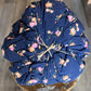 Rustic Navy Floral Fabric Pumpkin with Vintage Bedspring Stem