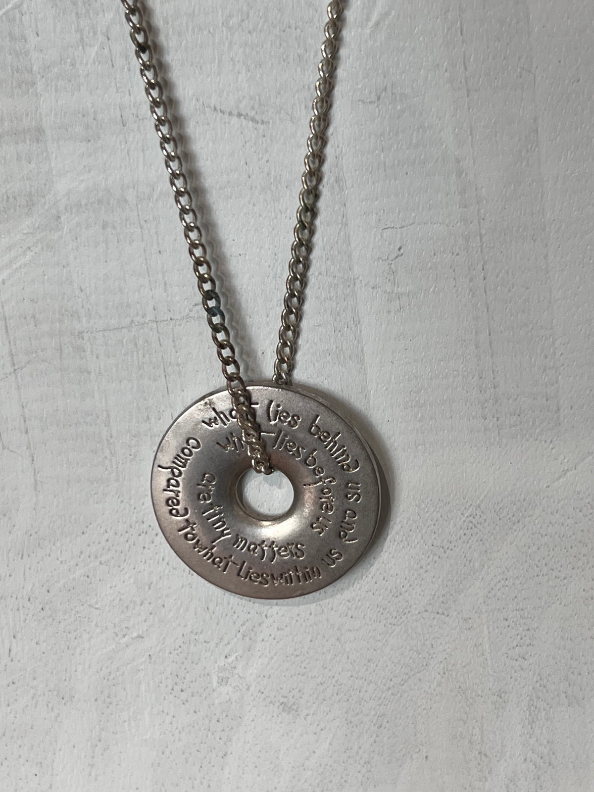 Inspiration Within Engraved Washer Pendant Necklace