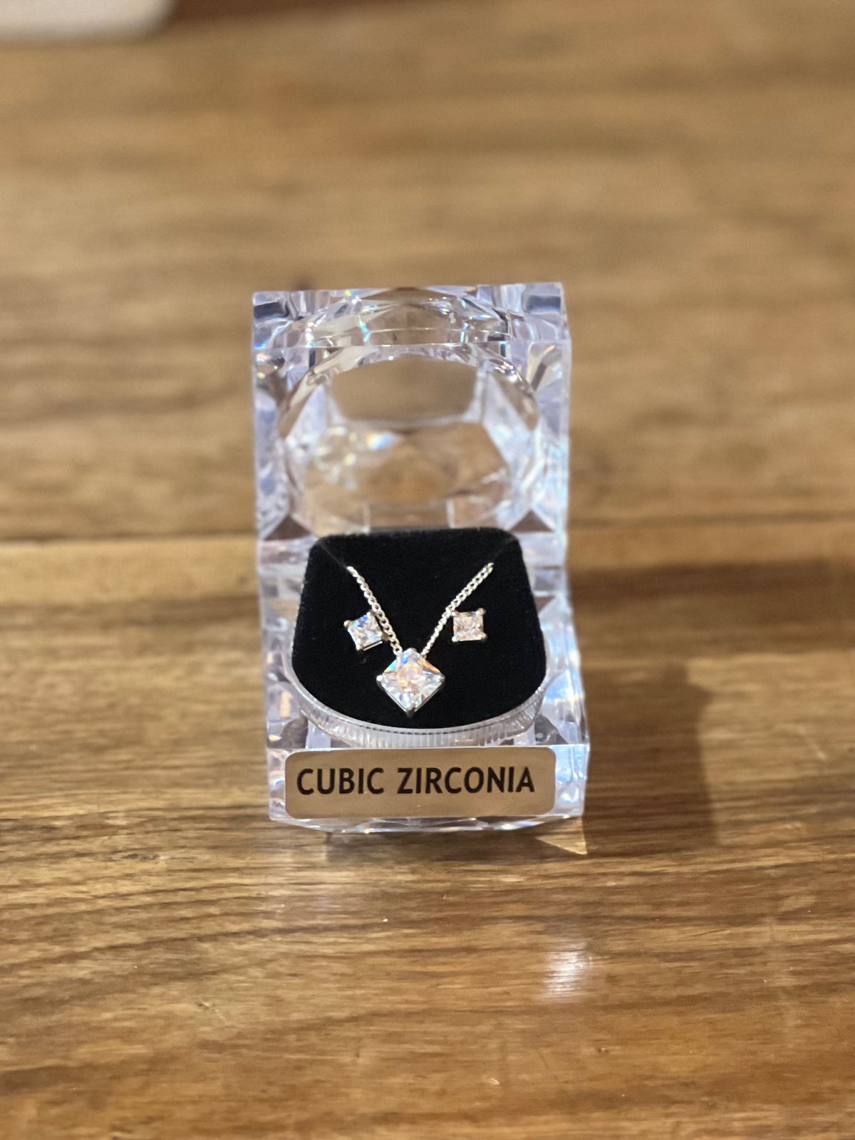 Classic Princess-Cut Cubic Zirconia Pendant & Earring Set