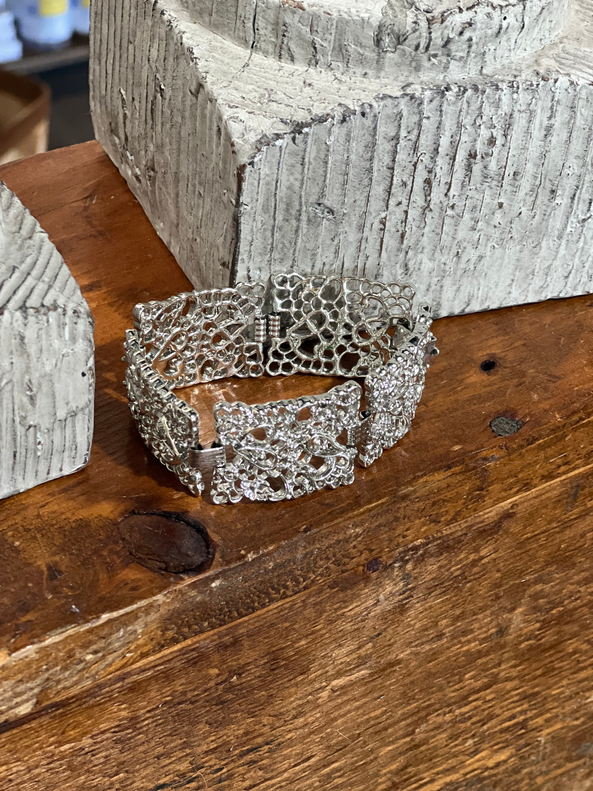 Vintage-Inspired Filigree Lace Link Statement Bracelet