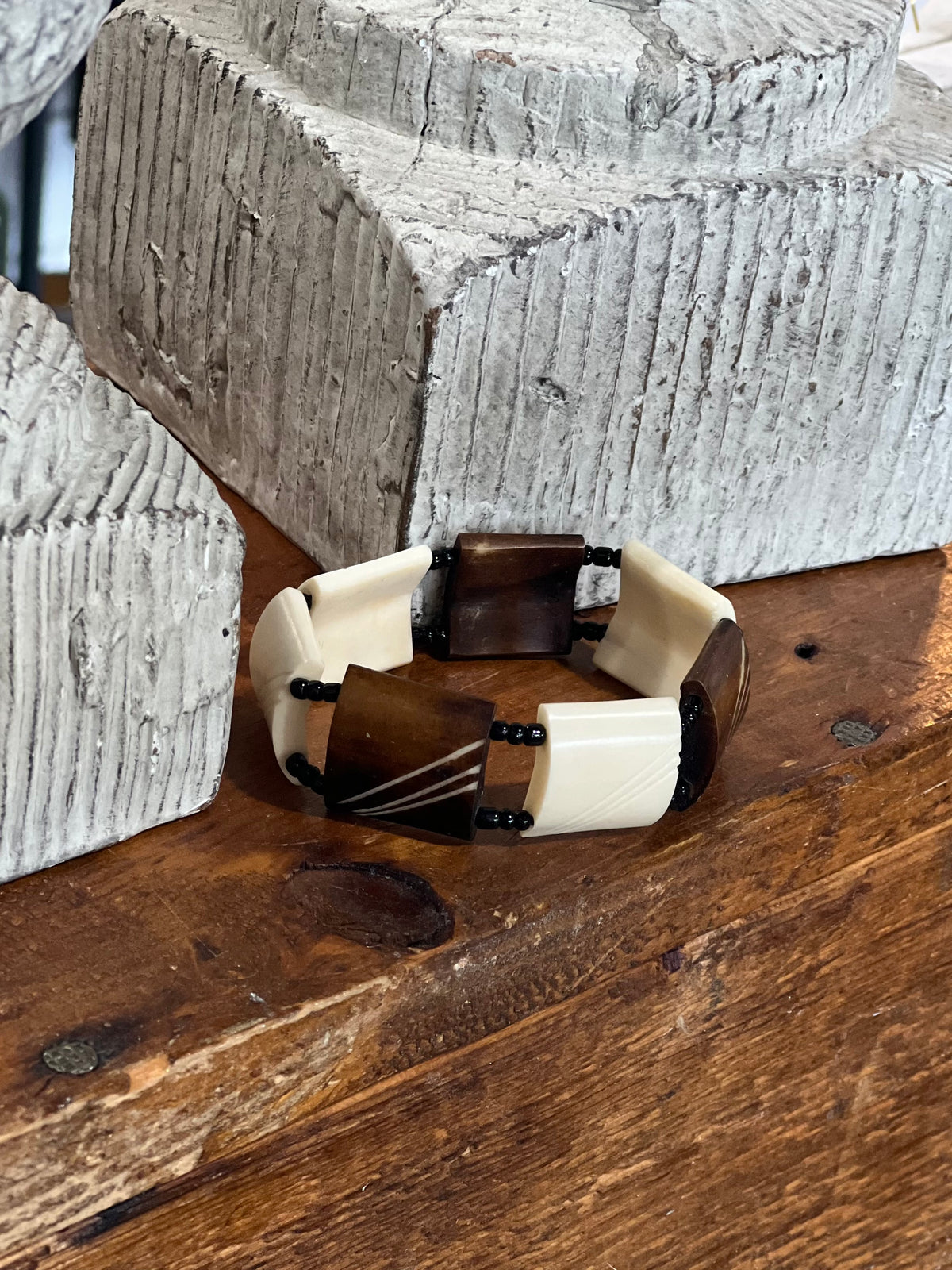 Geometric Organic-Style Panel Stretch Bracelet