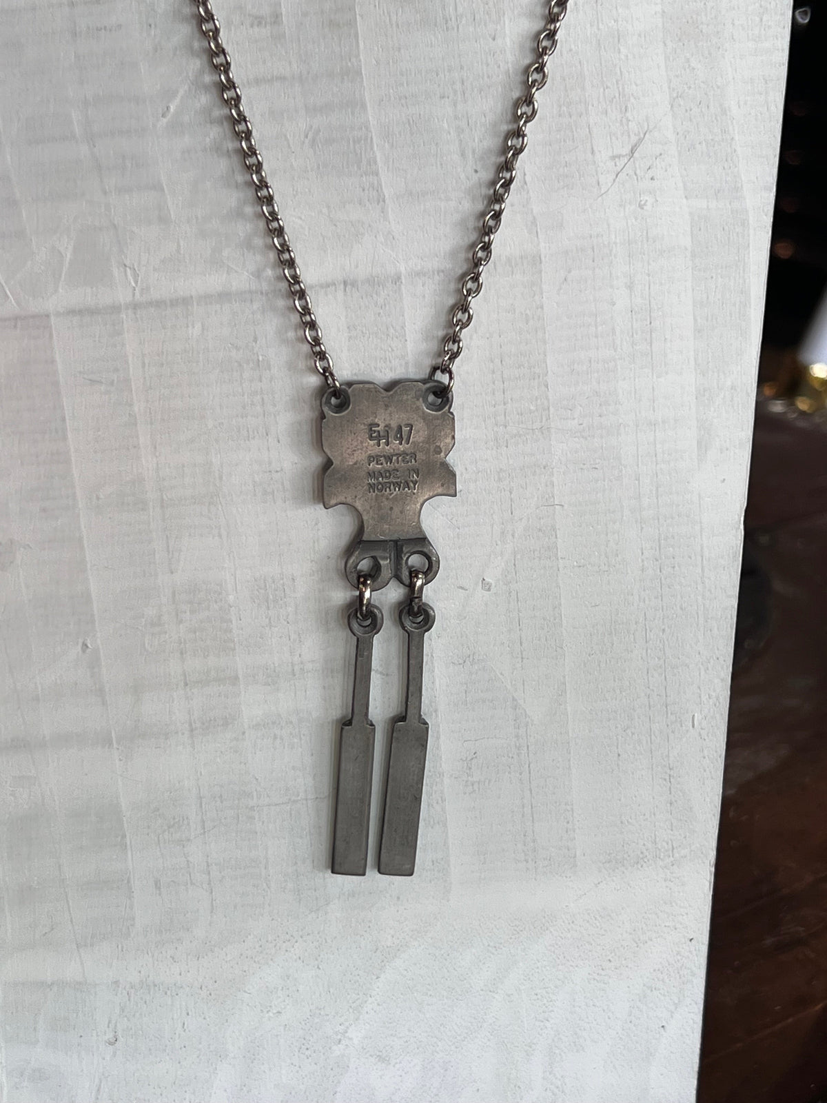 Vintage Mid-Century Norwegian Modernist Pewter Pendant Necklace The Mustard Seed Collection, The Seed