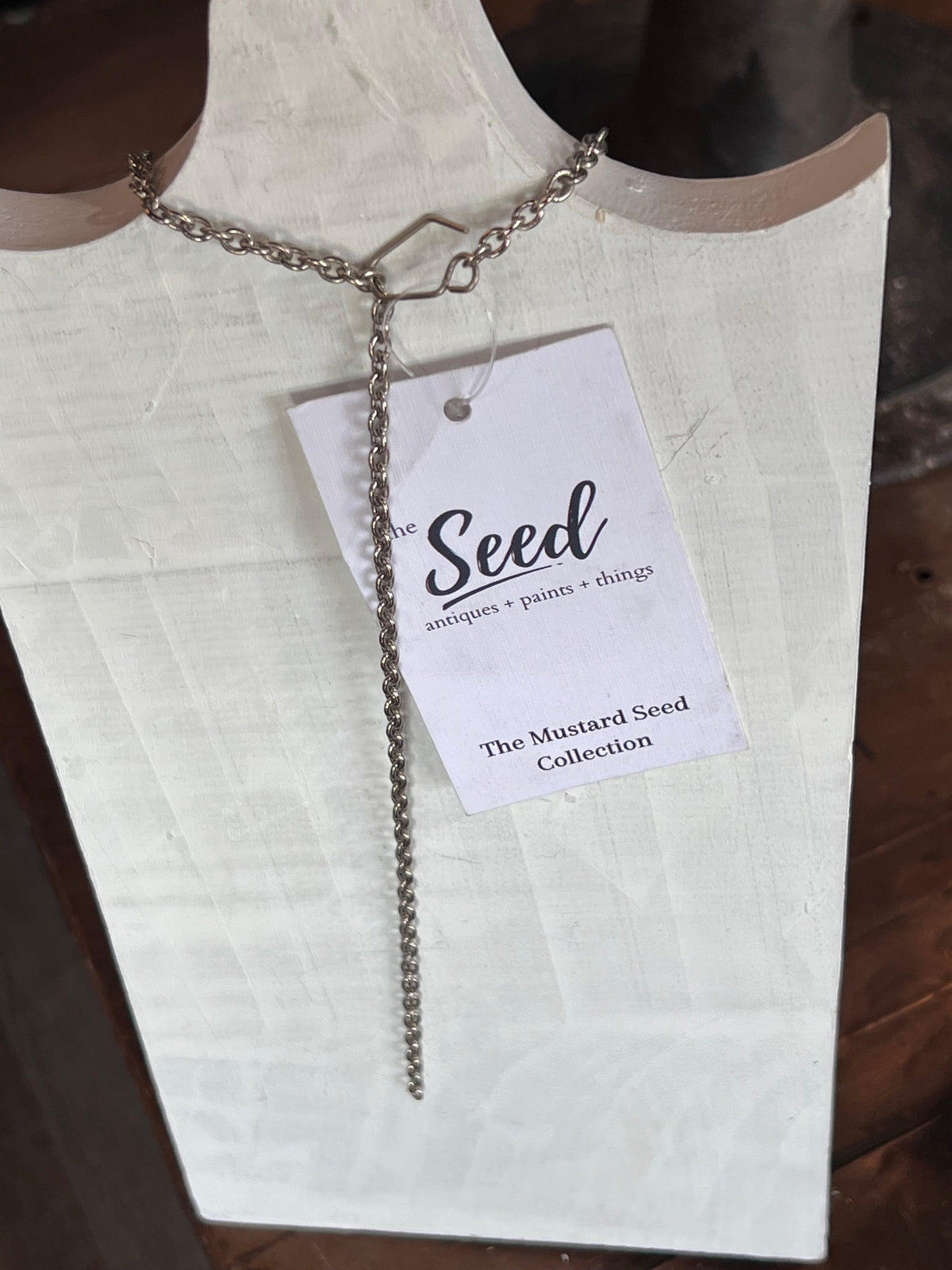 Vintage Mid-Century Norwegian Modernist Pewter Pendant Necklace The Mustard Seed Collection, The Seed