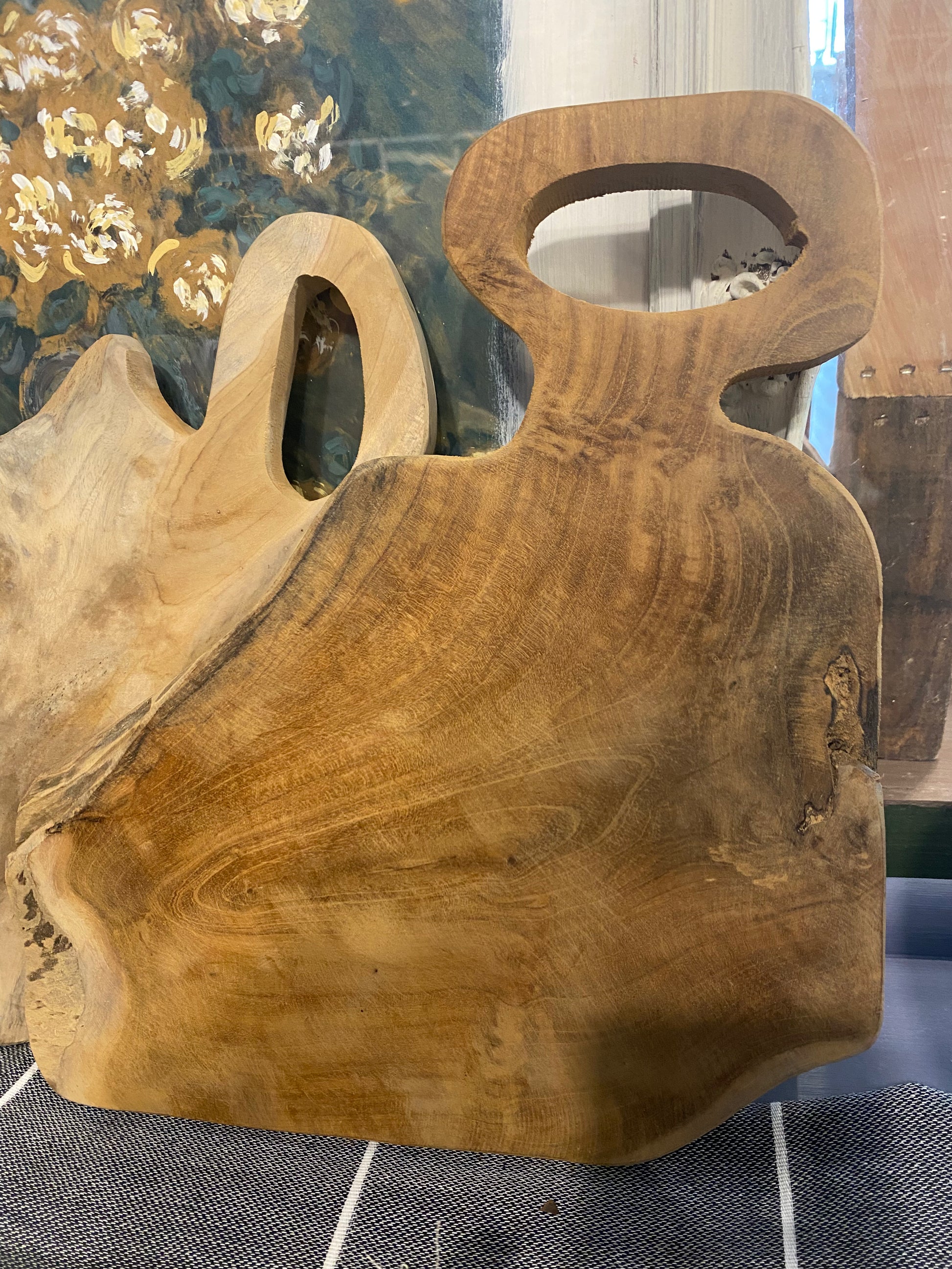 Teak Natural Bread Board with Oval Handle