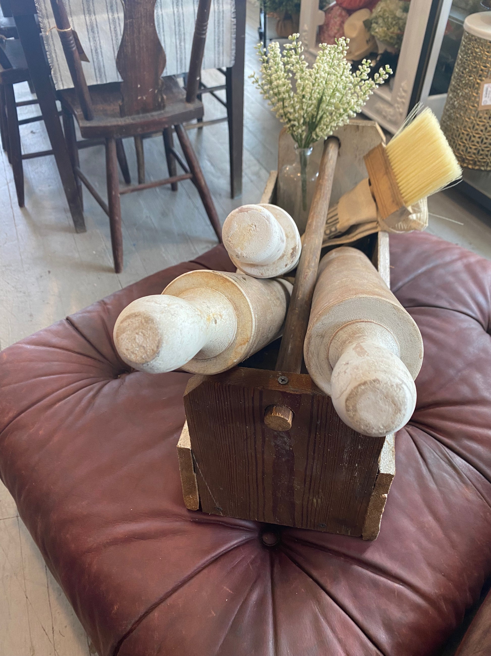 White Wooden Distressed Rolling Pin