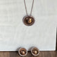 Vintage Rose Gold Vermeil Dome Halo Necklace &amp; Earring Set – 925 Sterling Silver