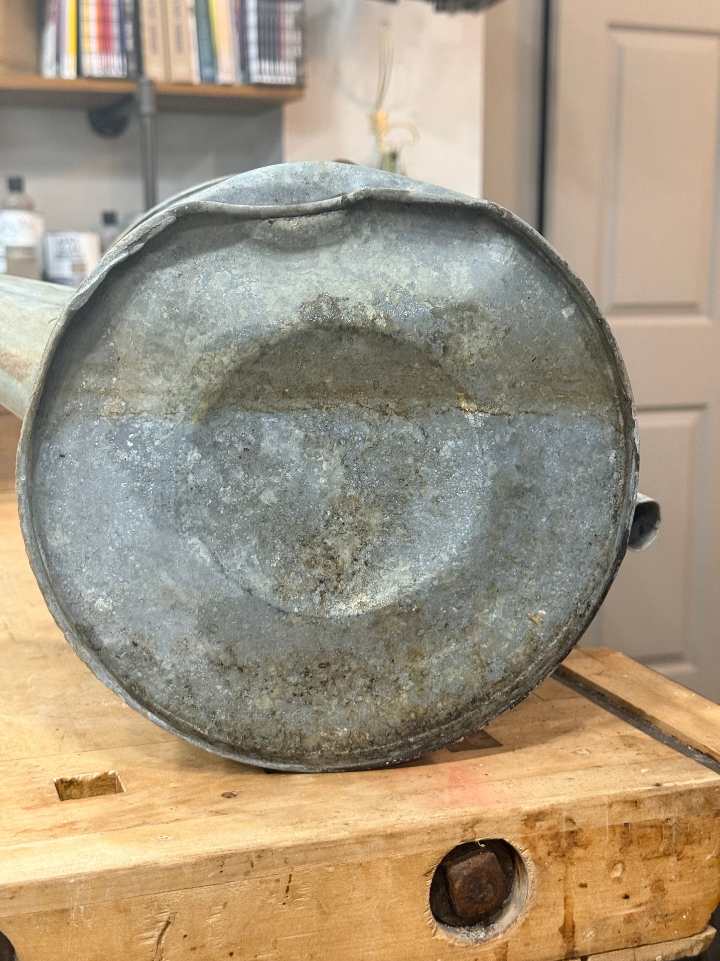 Galvanized Watering Can with dent