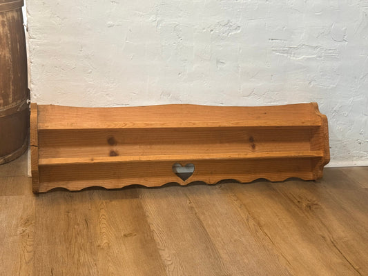 Vintage Wooden Shelf with Heart Cutout