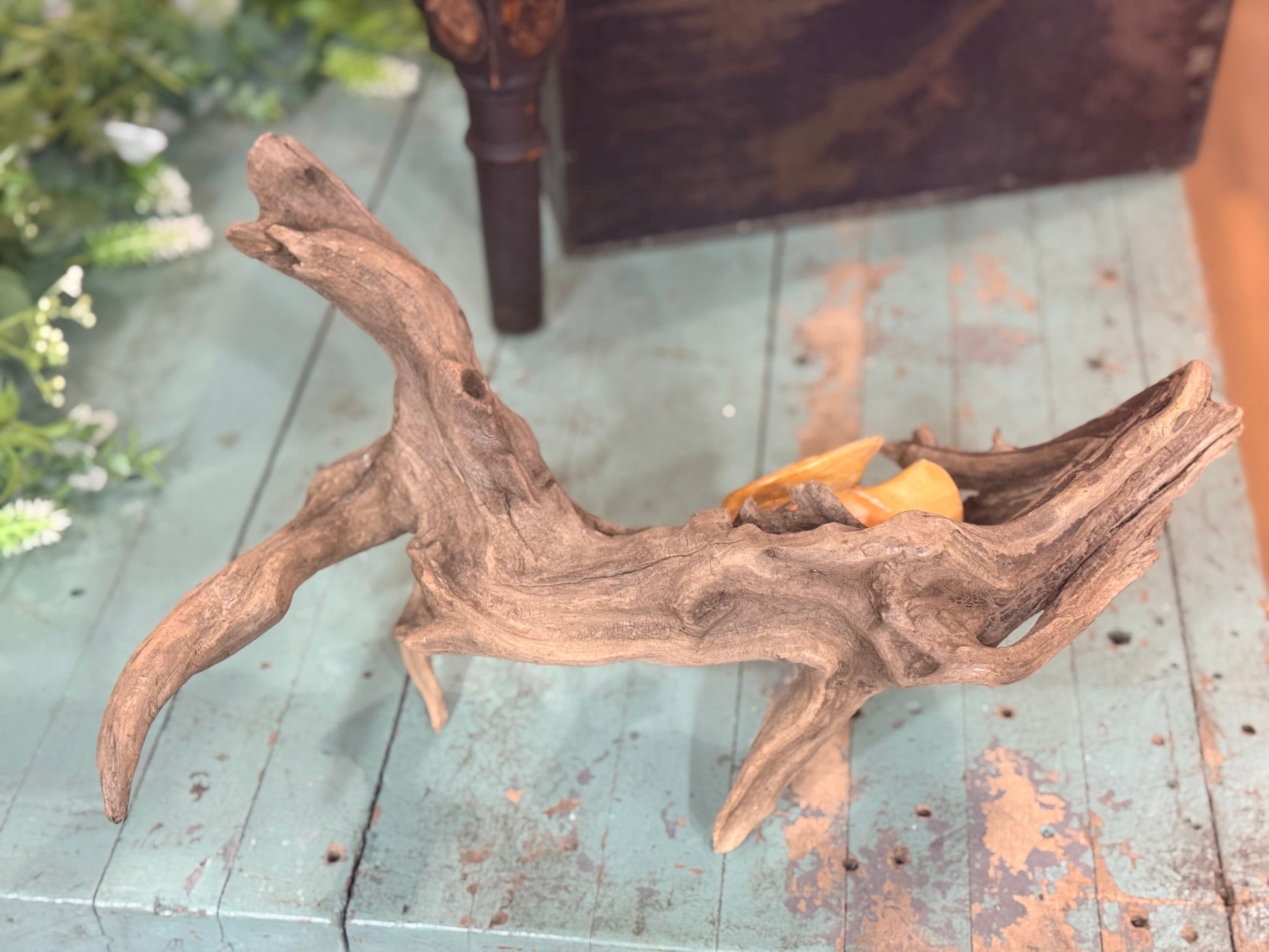 Carved Duck on Driftwood