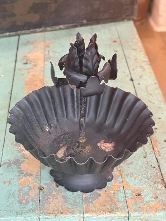 Vintage Dark Metal Candle Holder