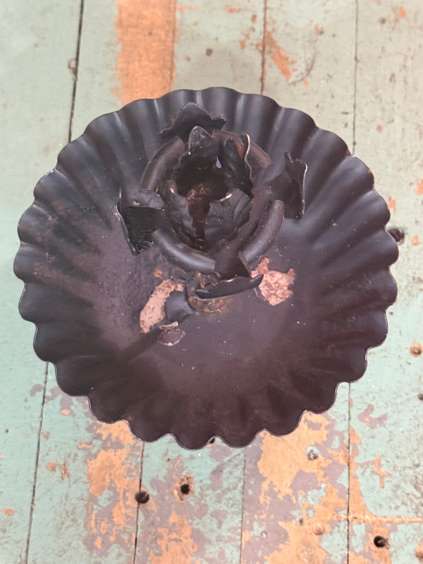 Vintage Dark Metal Candle Holder