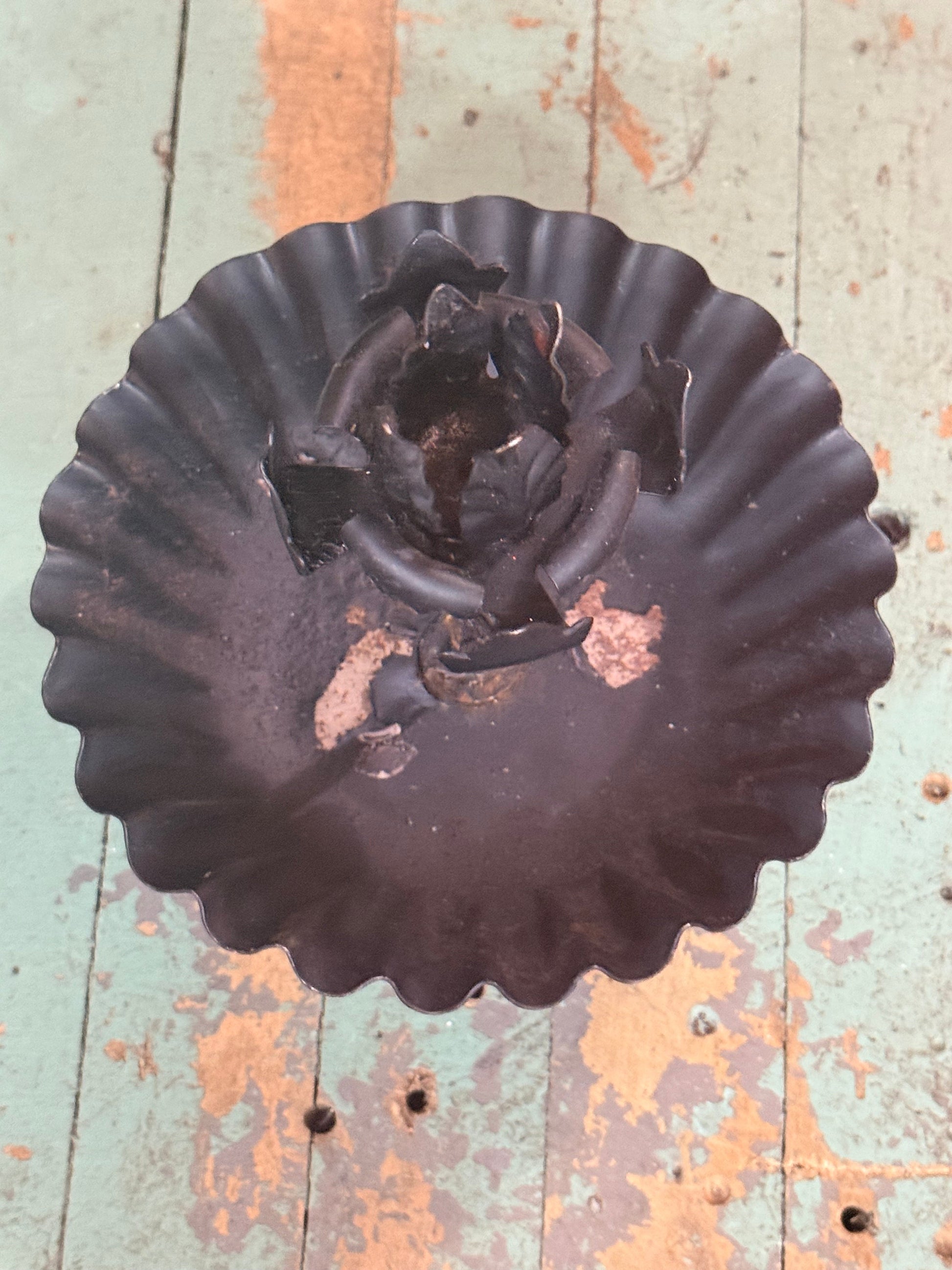 Vintage Dark Metal Candle Holder