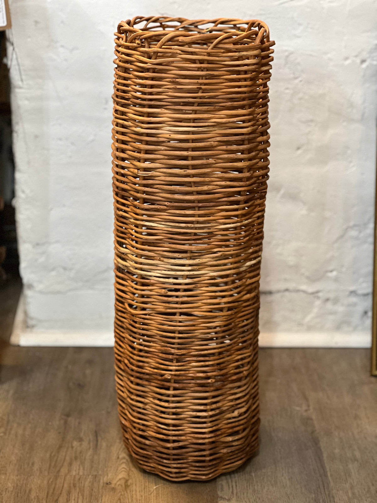 Vintage Tall Wicker Basket – 25-Inch Honey Brown The Mustard Seed Collection