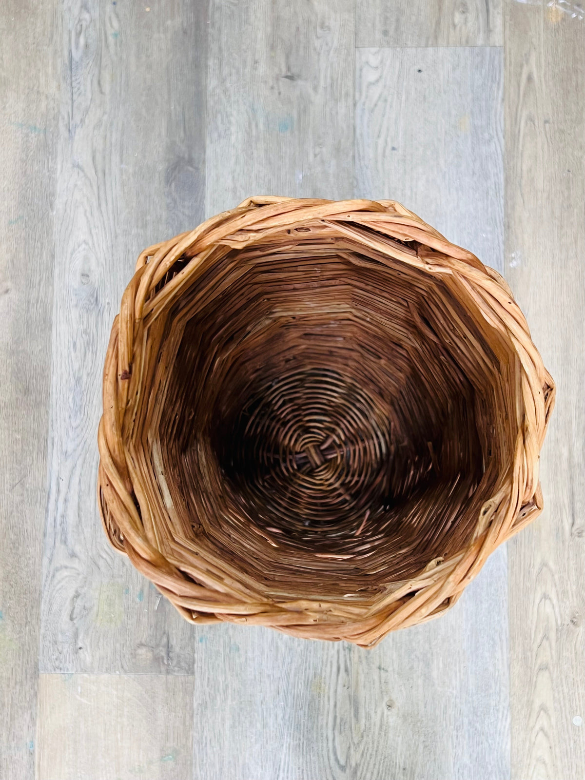 Vintage Tall Wicker Basket – 25-Inch Honey Brown The Mustard Seed Collection