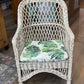 Vintage White Wicker Chair with Cushion