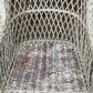 Vintage White Wicker Chair with Cushion
