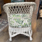 Vintage White Wicker Chair with Cushion