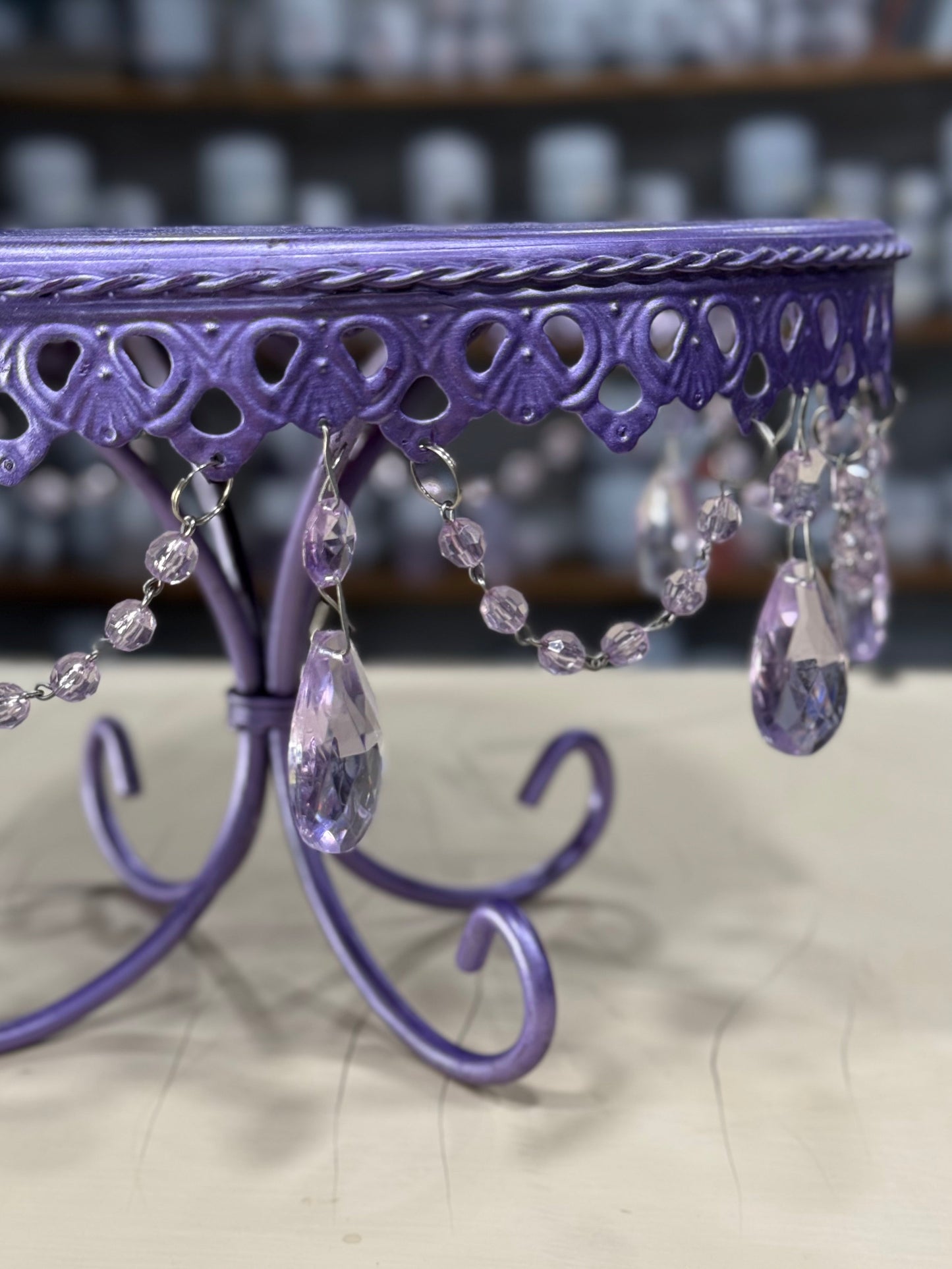 Metallic Purple Cake Stand with Jewels