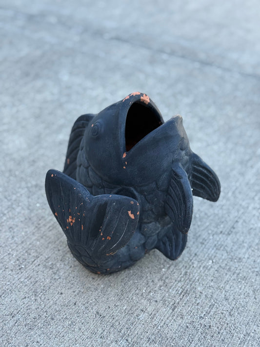 Terracotta Fish Planter Black