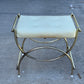 Mid-Century Modern Brass & White Vanity Seat