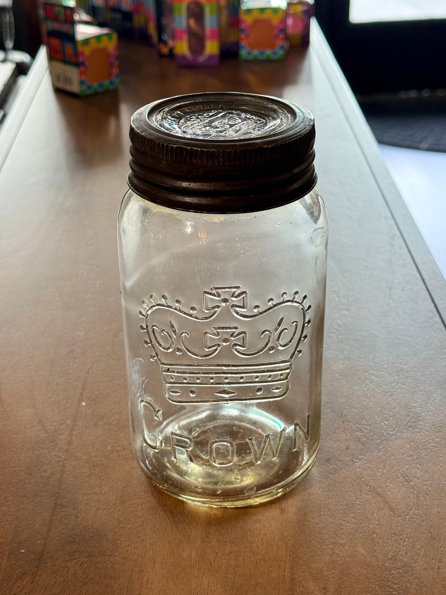 Vintage Canadian Crown Glass Fruit Jar with Glass Lid – c. 1930s–40s The Mustard Seed Collection, The Seed
