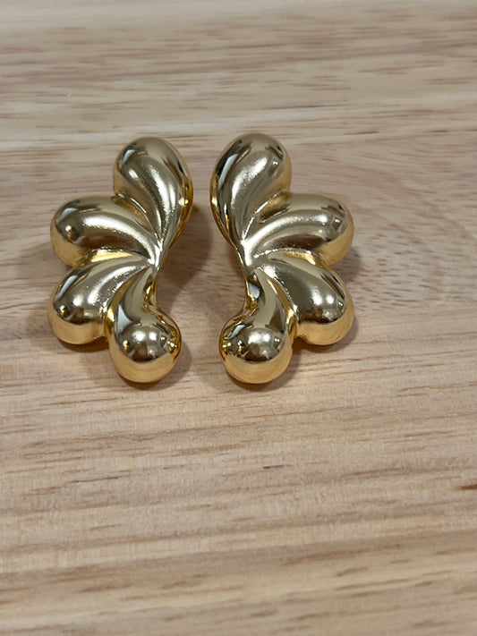 Gold Filled Hollow Bubble Wave Earrings