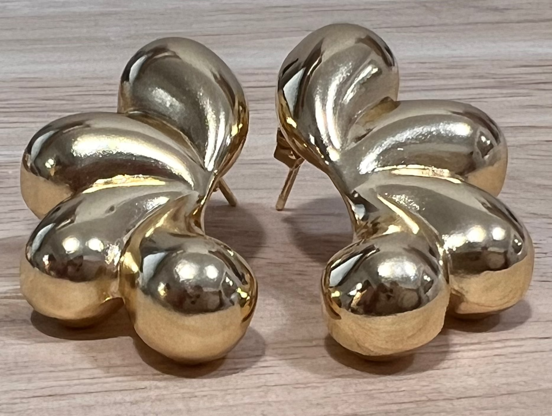 Gold Filled Hollow Bubble Wave Earrings