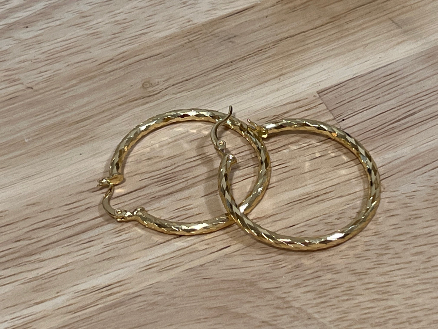 Gold Filled Diamond Cut Thin Continuous Hoop Earrings