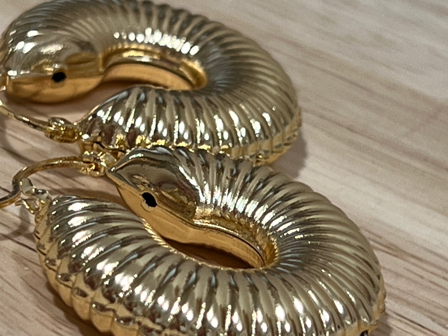 Gold Filled Small Hoop Ribbed Polished Finish Earrings