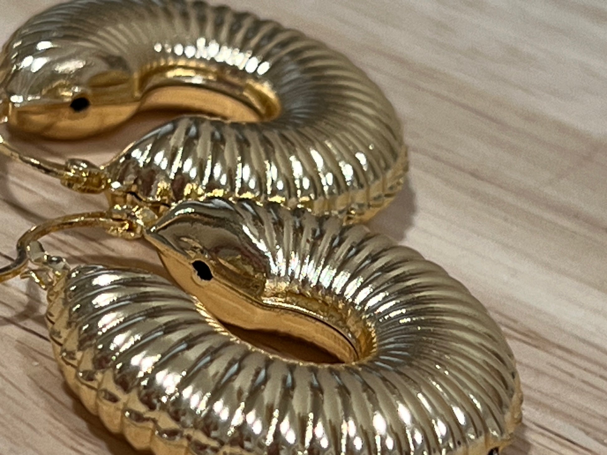 Gold Filled Small Hoop Ribbed Polished Finish Earrings