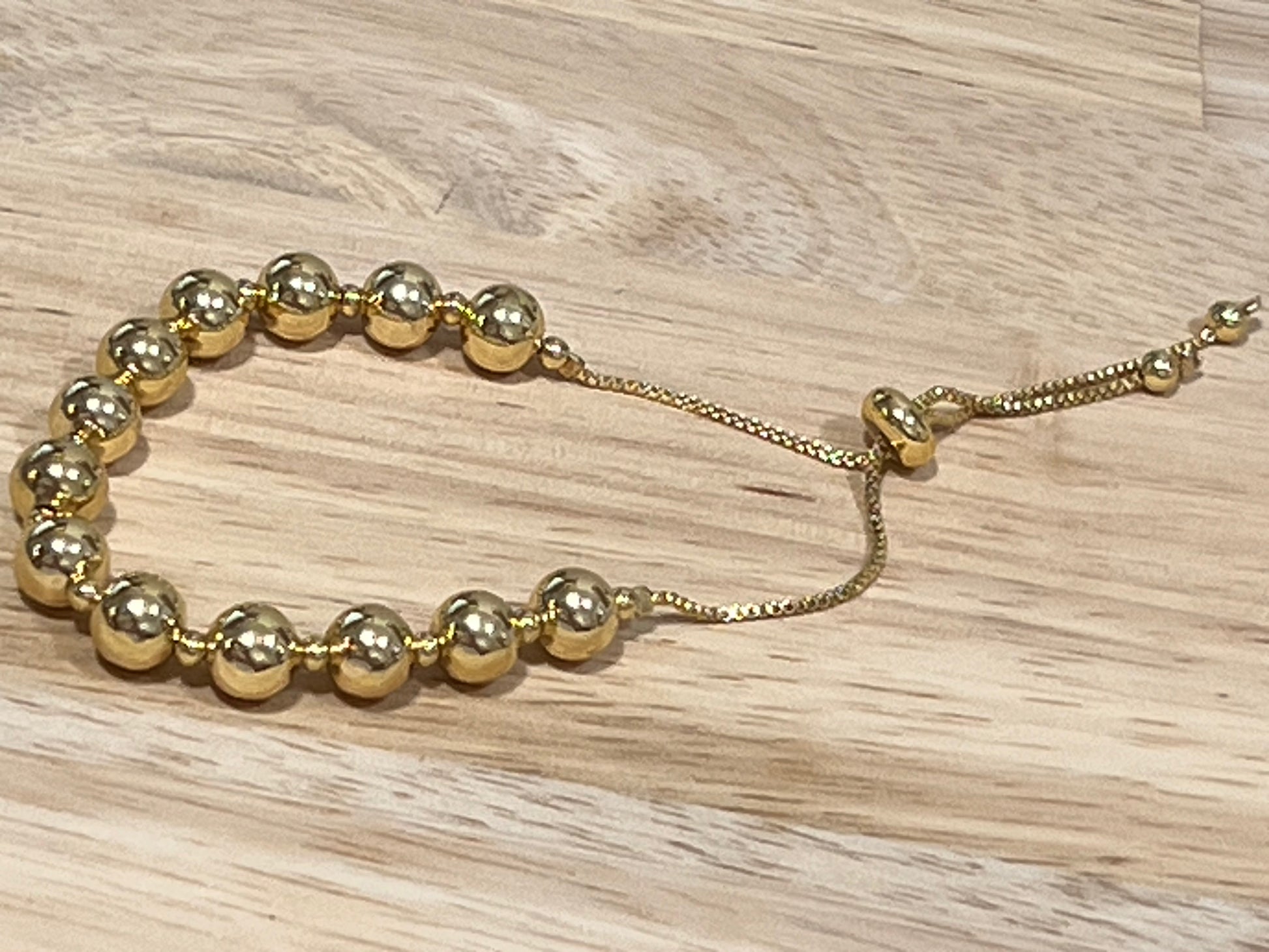 Gold Filled Adjustable Slider Beaded Ball Bracelet 6"-11"