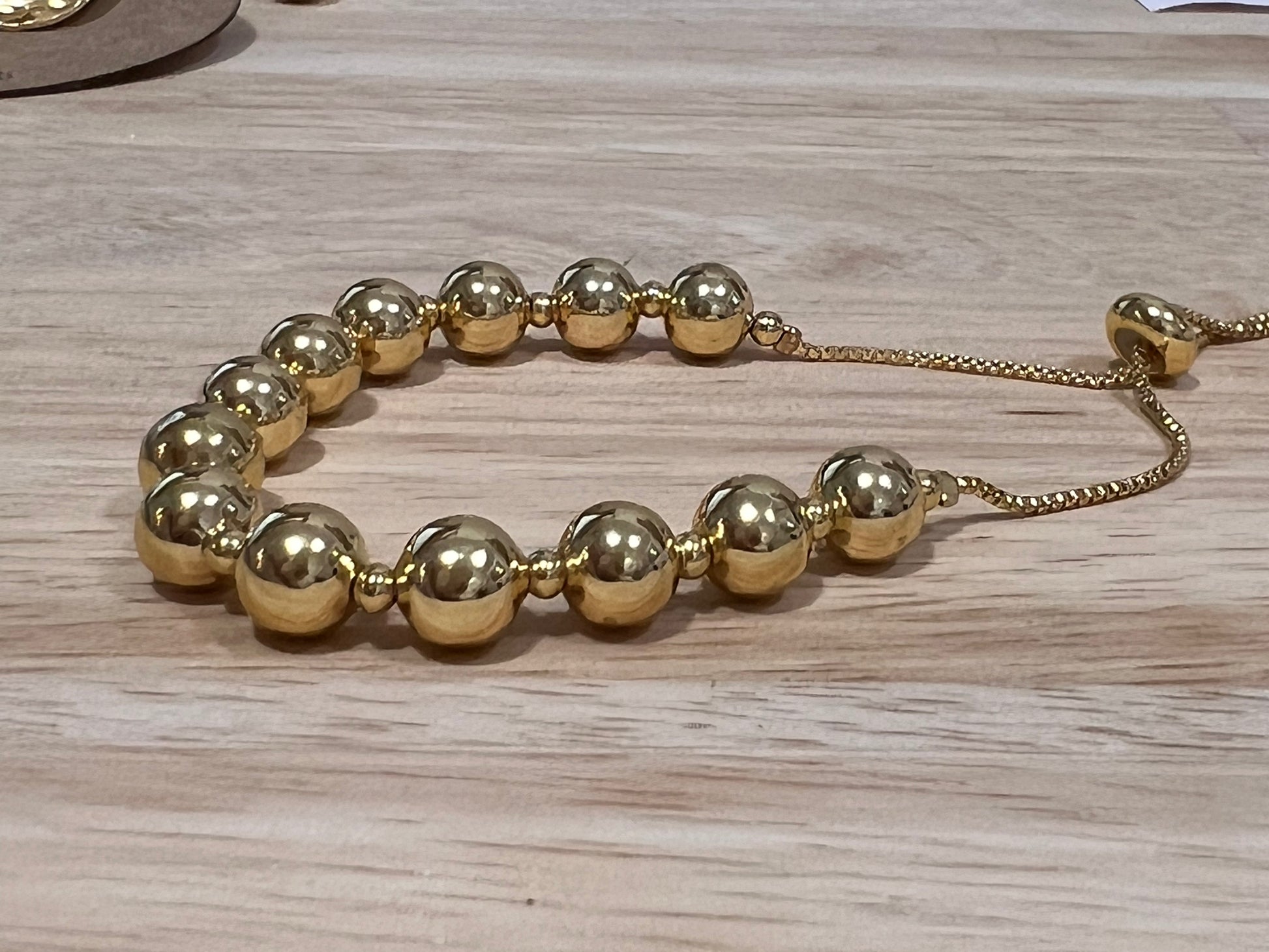 Gold Filled Adjustable Slider Beaded Ball Bracelet 6"-11"