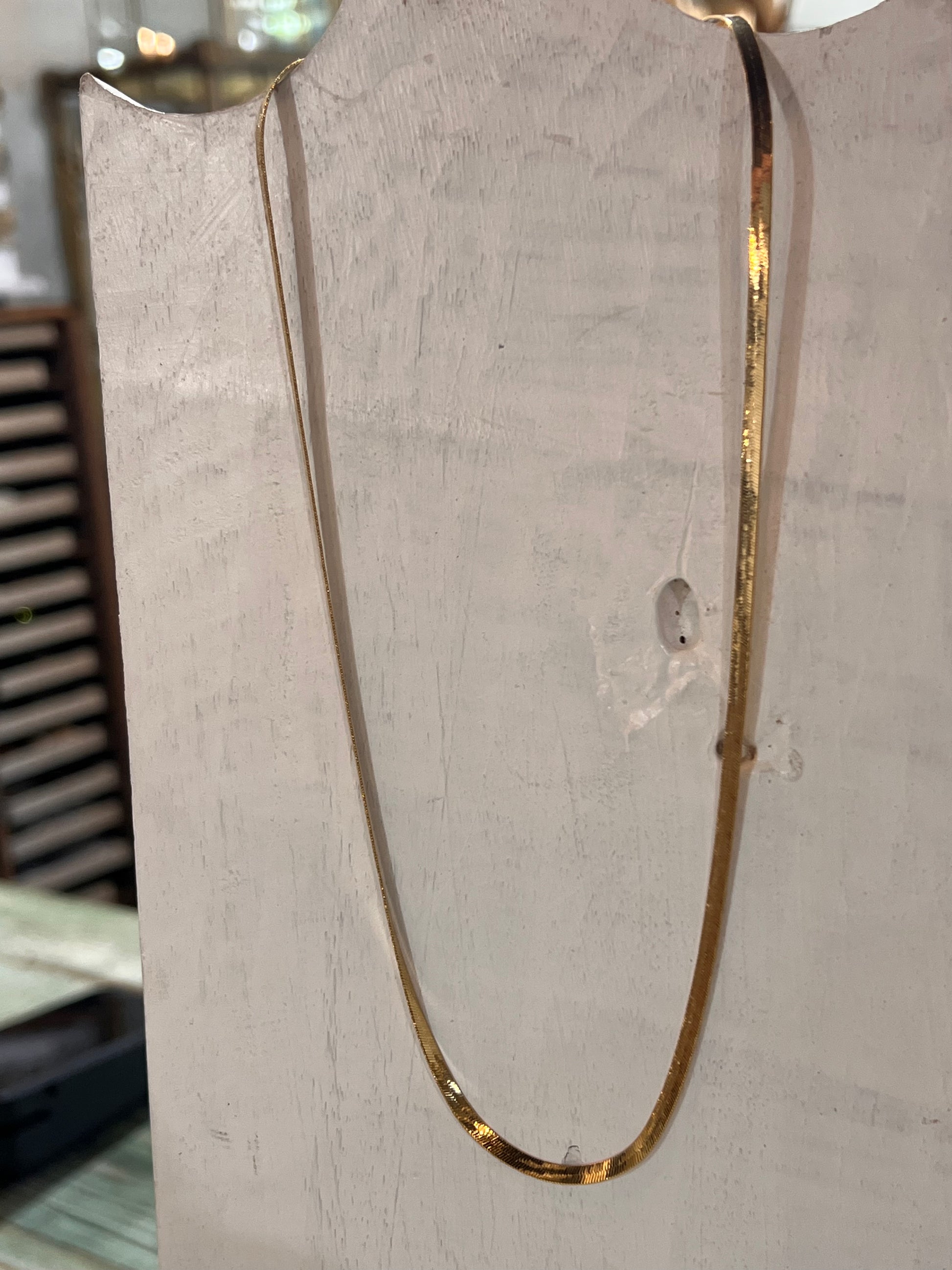 Gold Filled Flat Herringbone Necklace 17"