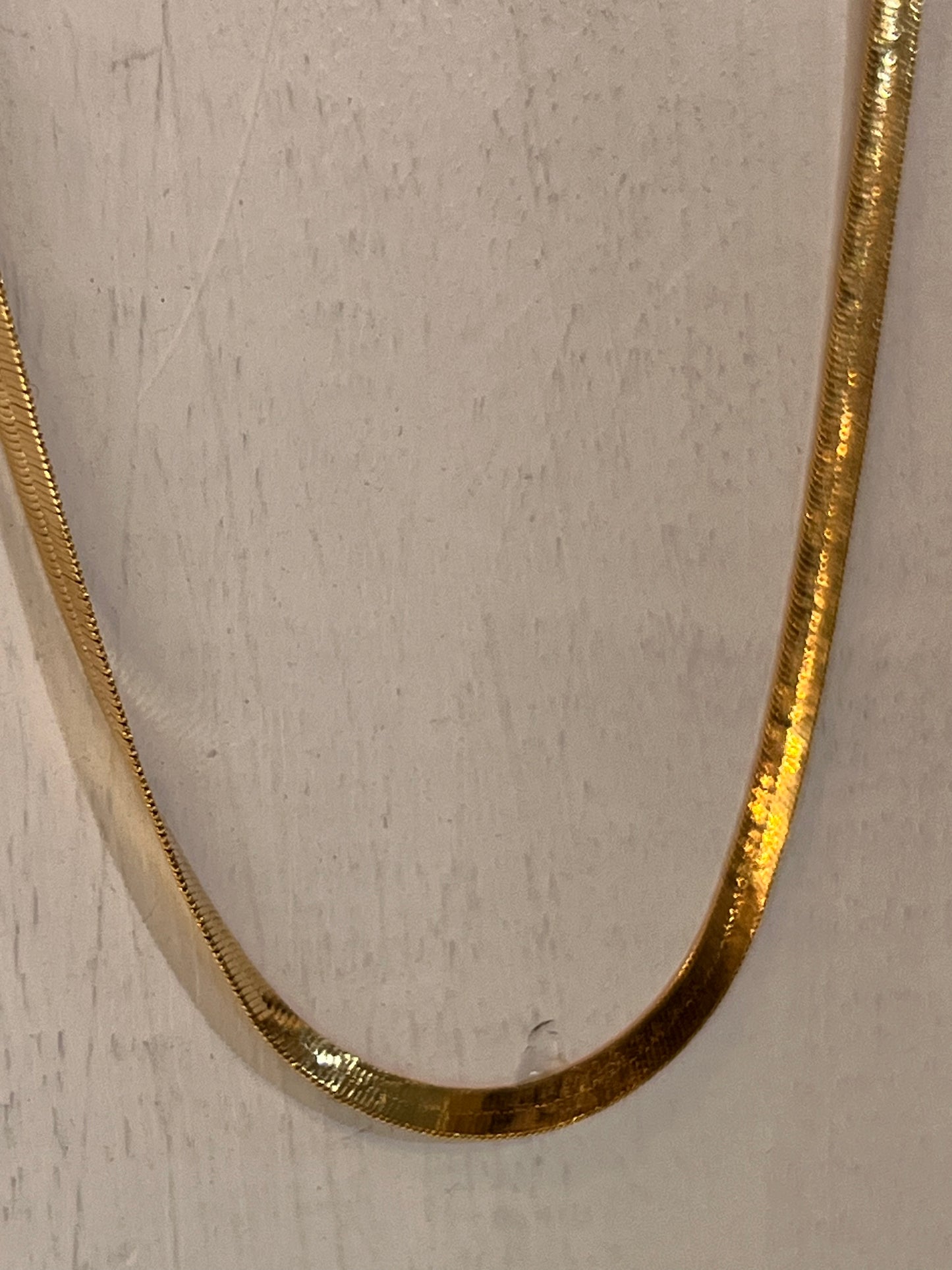 Gold Filled Flat Herringbone Necklace 17"