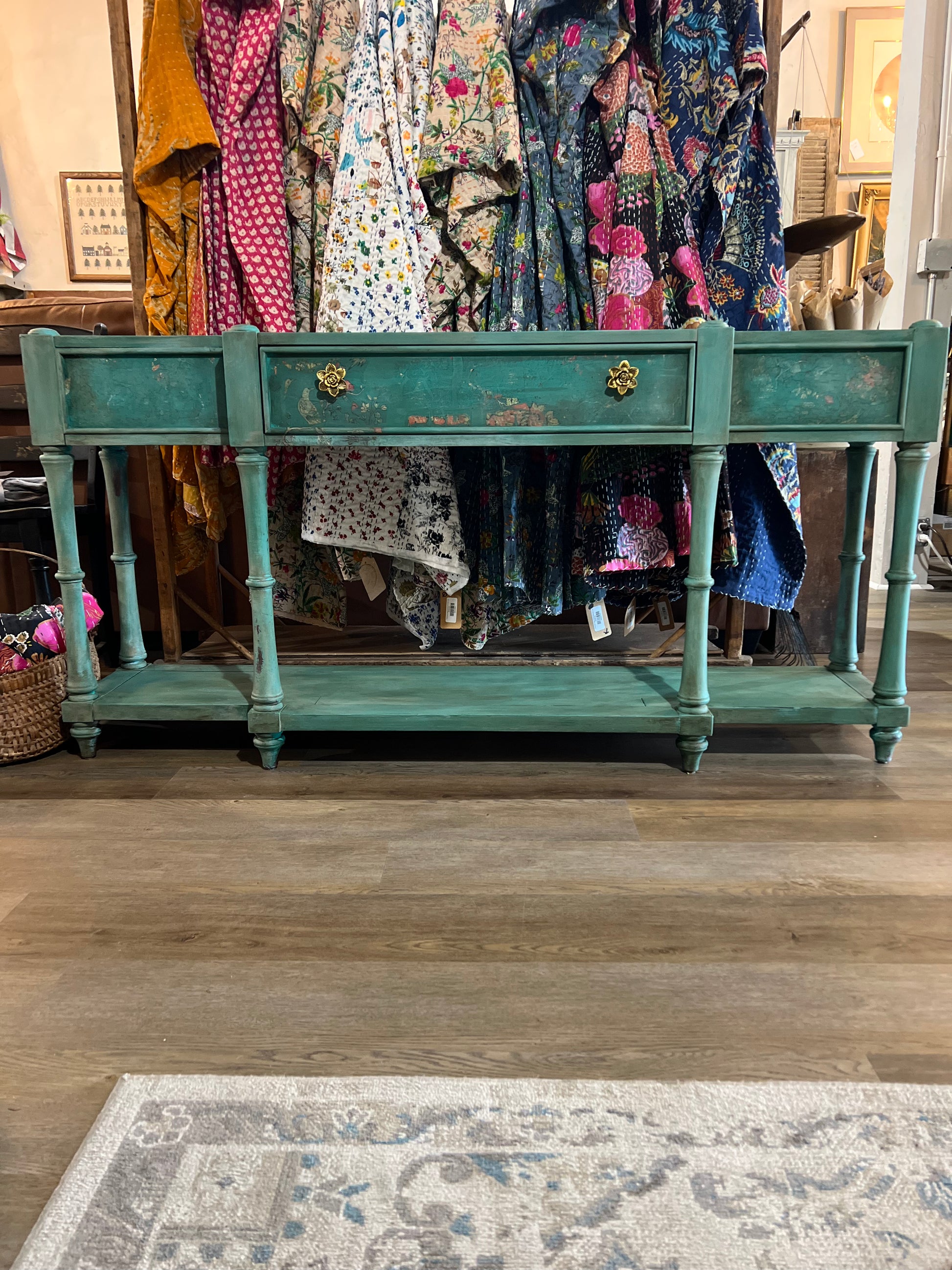 Painted Console with Drawer and Open Shelf