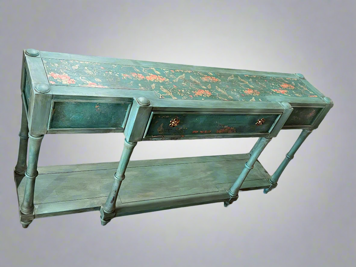 Painted Console with Drawer and Open Shelf