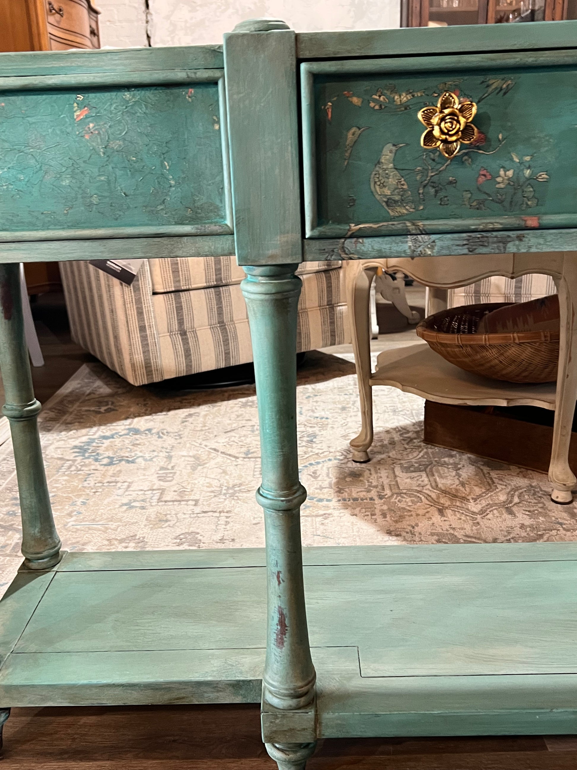 Painted Console with Drawer and Open Shelf