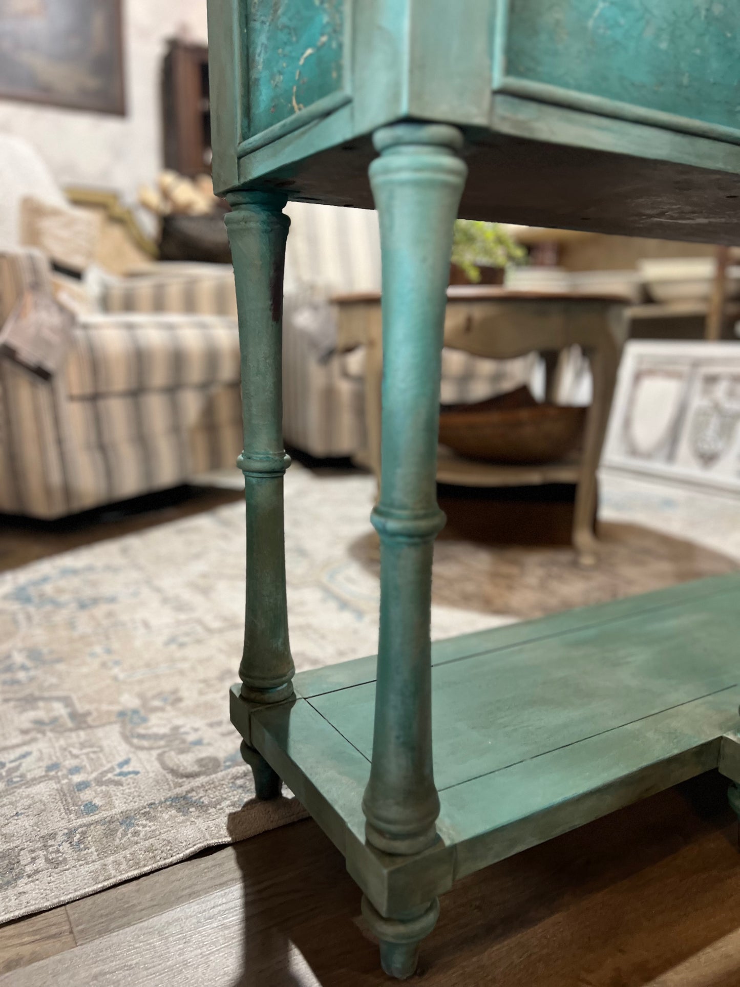 Painted Console with Drawer and Open Shelf