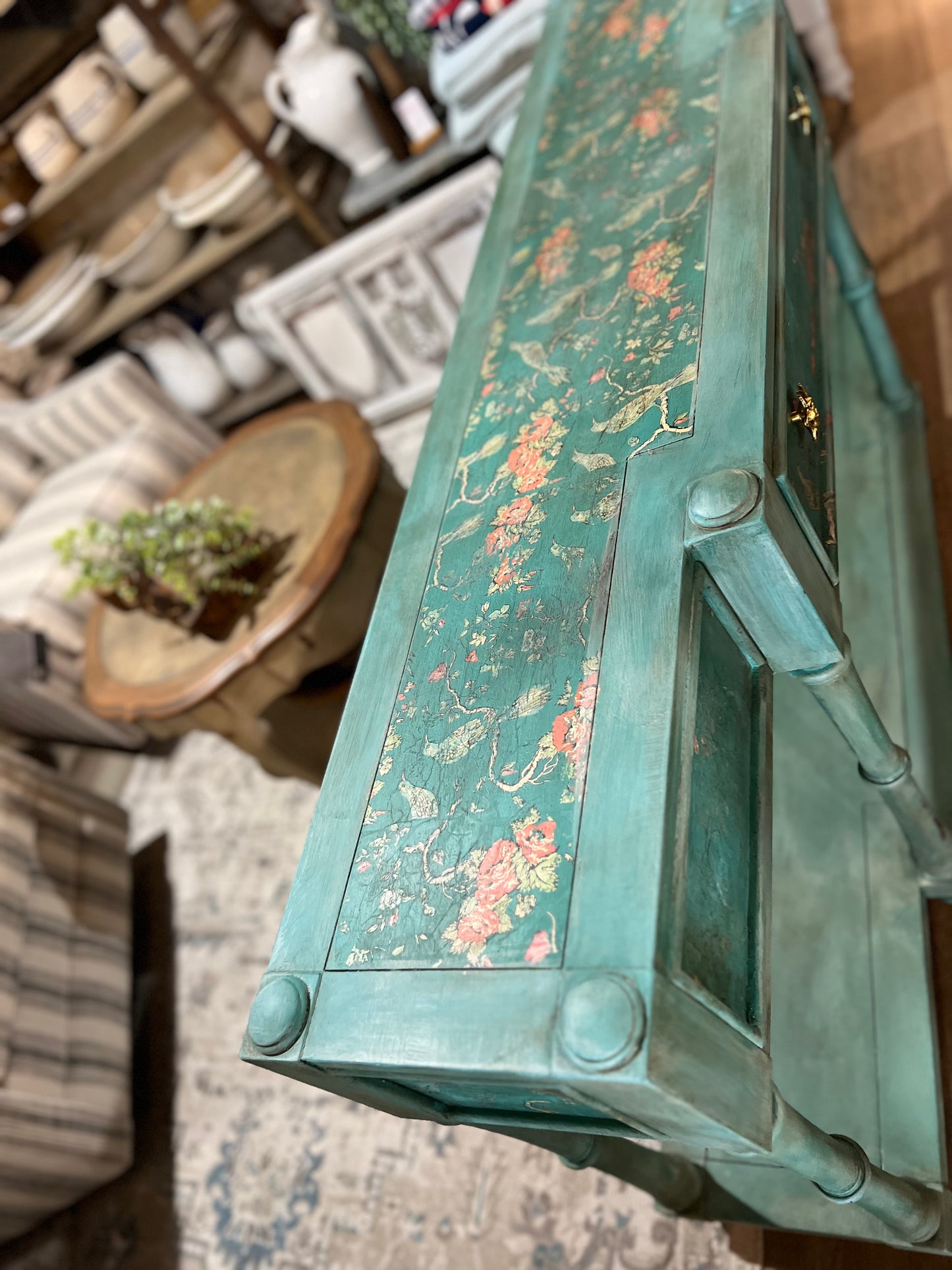 Painted Console with Drawer and Open Shelf