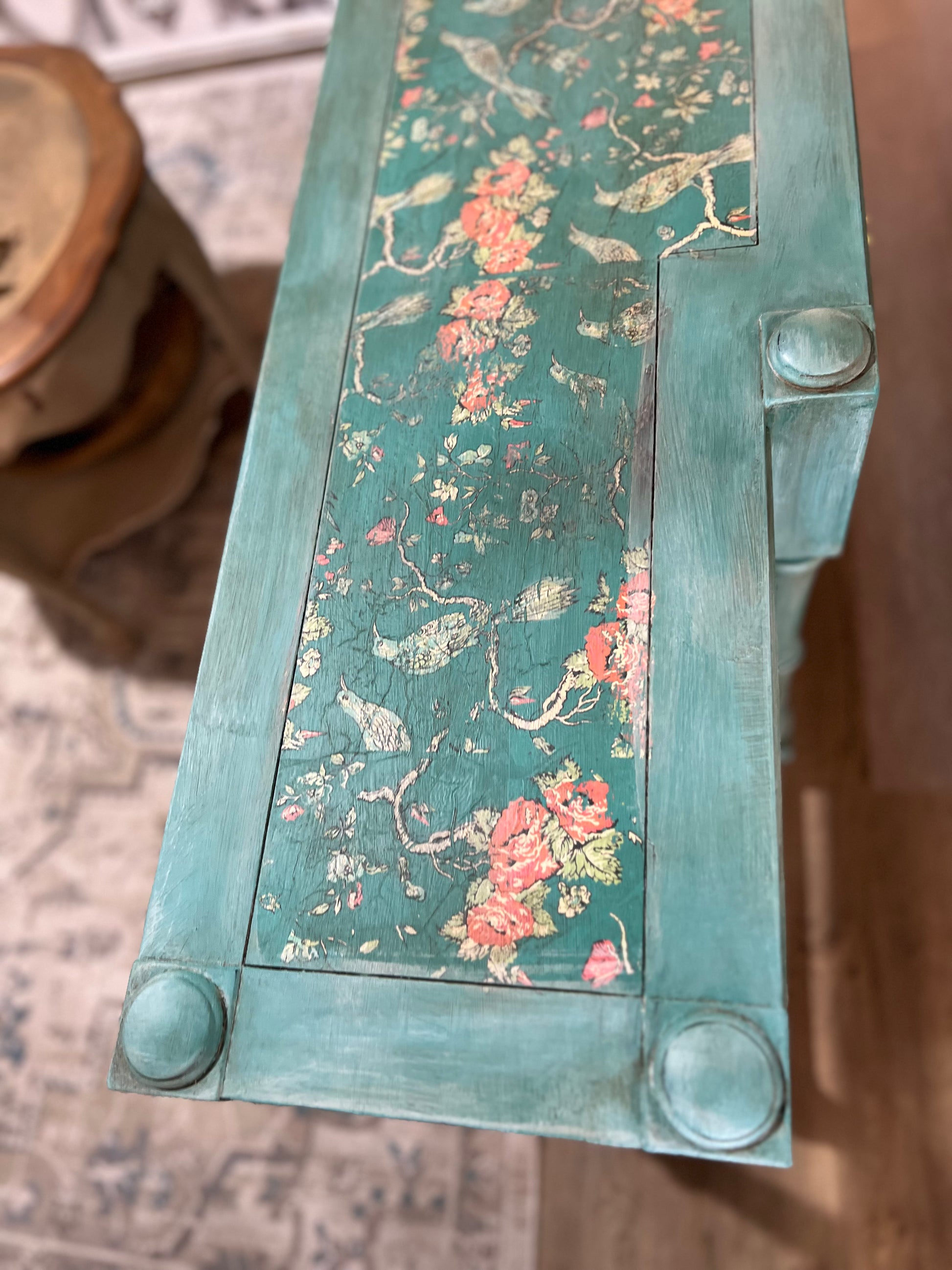 Painted Console with Drawer and Open Shelf